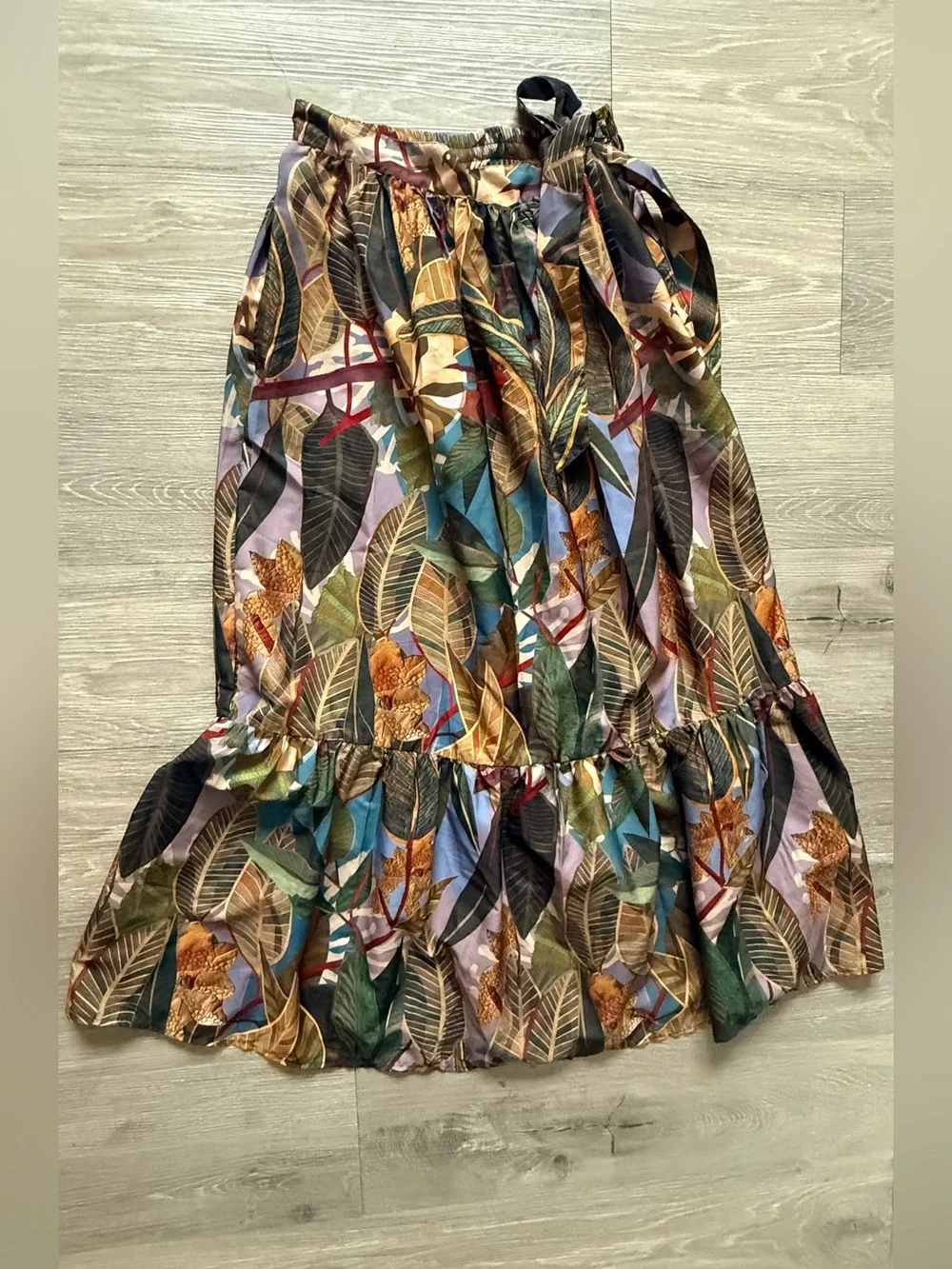 Rachel Zoe Leaf-Print Maxi Skirt in Green, Brown, Blue - Picture 4 of 11